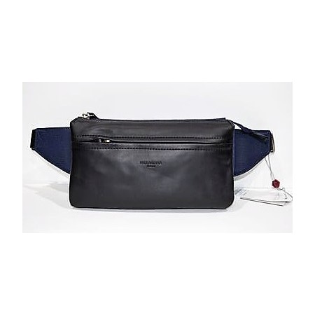 HEXÁGONA: Riñonera cordura/piel negro/azul