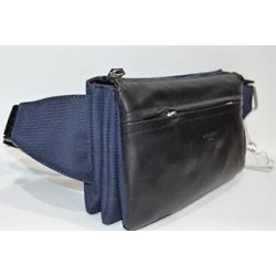 HEXÁGONA: Riñonera cordura/piel negro/azul