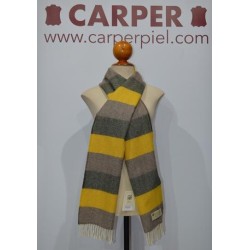 Bufanda de Grazalema rayas vison/verde/ocre