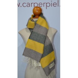 Bufanda de Grazalema rayas vison/verde/ocre