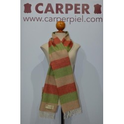 Bufanda de Grazalema rayas beig/verde/caldera