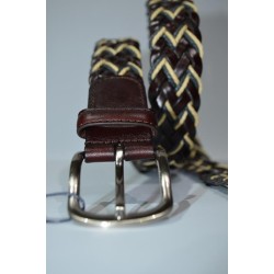 Miguel Bellido: Cinturón trenzado 102847/ 35 mm. marron/beige/azul