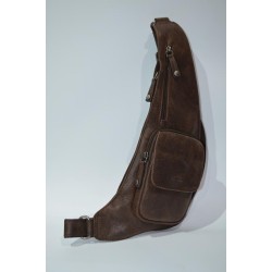 HEXAGONA: Mochila cruzada de piel 100228-MARRON