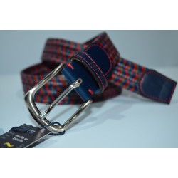 Miguel Bellido: Cinturón de 35 mm. Azul/rojo/taupe. 102991