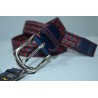 Miguel Bellido: Cinturón de 35 mm. Azul/rojo/taupe. 102991