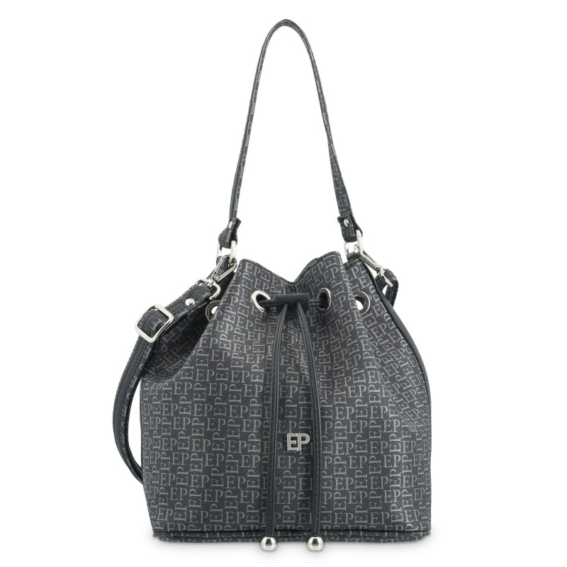 EL POTRO: BOLSO SACO MUJER EN LONA/PIEL 1701-INSIGNIA-NEGRO