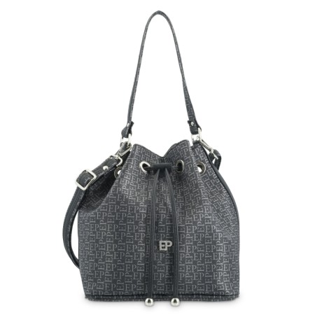 EL POTRO: BOLSO SACO MUJER EN LONA/PIEL 1701-INSIGNIA-NEGRO