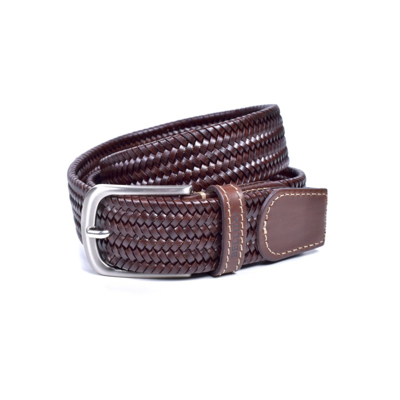 Miguel Bellido: Cinturón trenzado elástico piel  sport 35 mm. 397-35-marrón