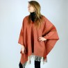 Artesania Textil de Grazalema: Poncho star Arcilla/Rayas lana 100%