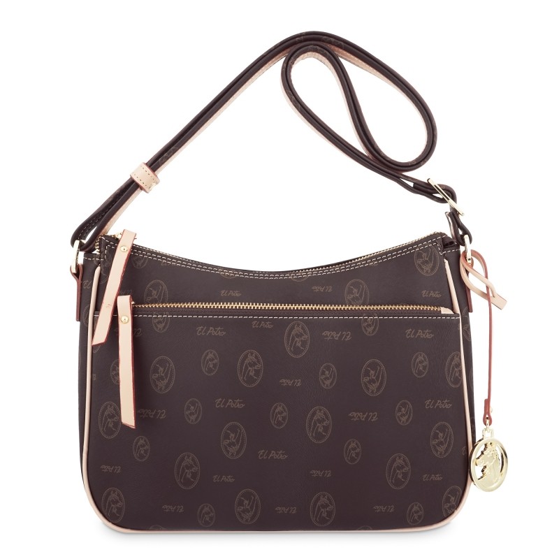 EL POTRO: BOLSO BANDOLERA MUJER EN LONA Y PIEL 2235-VINTAGE-MARRON