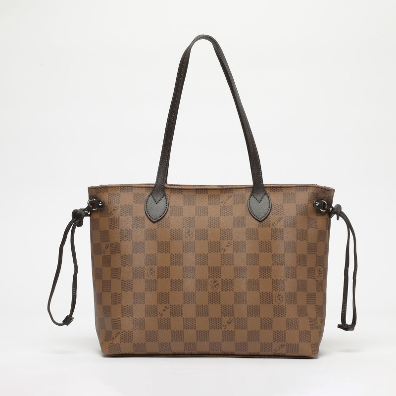 El Potro: Bolso TOTE LONA/PIEL 571-CHESS-MOCA