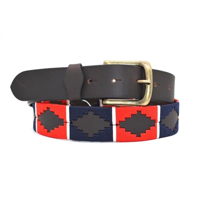 Cinturón Argentino Bordado PIEL VACUNO 105874-AZUL-ROJO