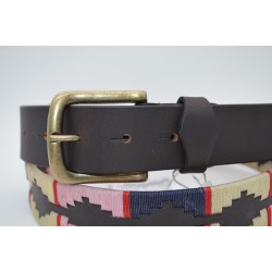 Cinturón Argentino Bordado PIEL VACUNO 105875-AZUL-BEIGE-ROSA