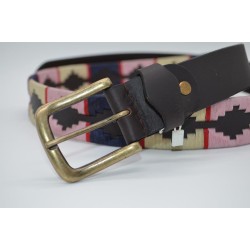 Cinturón Argentino Bordado PIEL VACUNO 105875-AZUL-BEIGE-ROSA