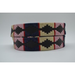 Cinturón Argentino Bordado PIEL VACUNO 105875-AZUL-BEIGE-ROSA