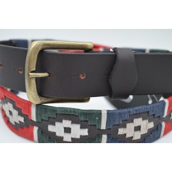 Cinturón Argentino Bordado PIEL VACUNO 105876-AZUL-VERDE-ROJO-BLANCO