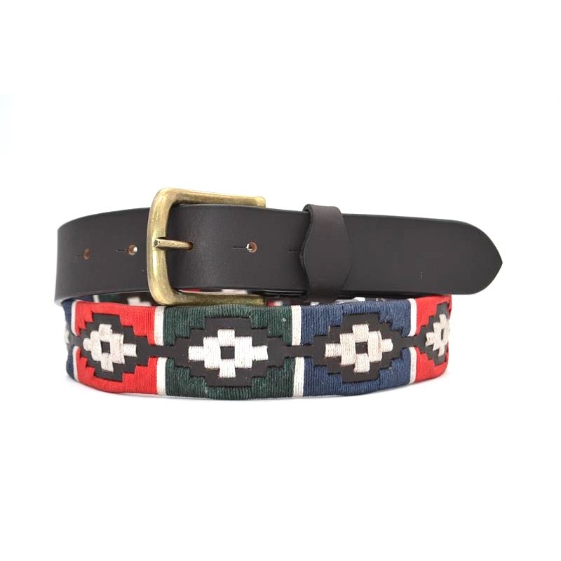 Cinturón Argentino Bordado PIEL VACUNO 105876-AZUL-VERDE-ROJO-BLANCO