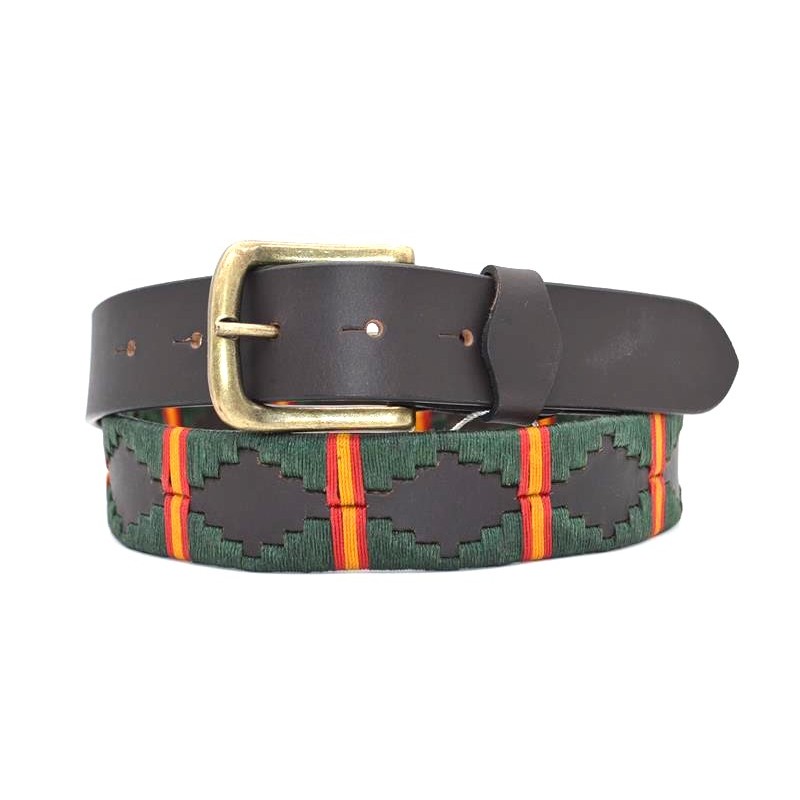 Cinturón Argentino Bordado PIEL VACUNO 105877-VERDE