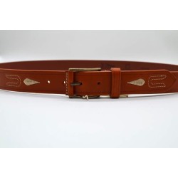 MARISMA: CINTURÓN ROCIERO DE VAQUETILLA BORDADA JP170-CUERO