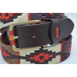 MARISMA: Cinturón Argentino Bordado PIEL VACUNO JP30-BEIGE-NUEZ-MARRON-ROJO