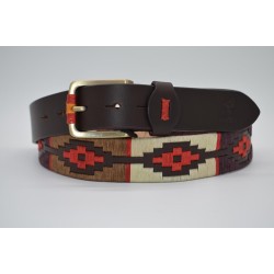 MARISMA: Cinturón Argentino Bordado PIEL VACUNO JP30-BEIGE-NUEZ-MARRON-ROJO