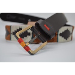 MARISMA: Cinturón Argentino Bordado PIEL VACUNO JP53-BEIGE-NUEZ