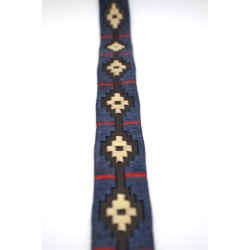 MARISMA: Cinturón Argentino Bordado PIEL VACUNO JP60-AZUL-BEIGE