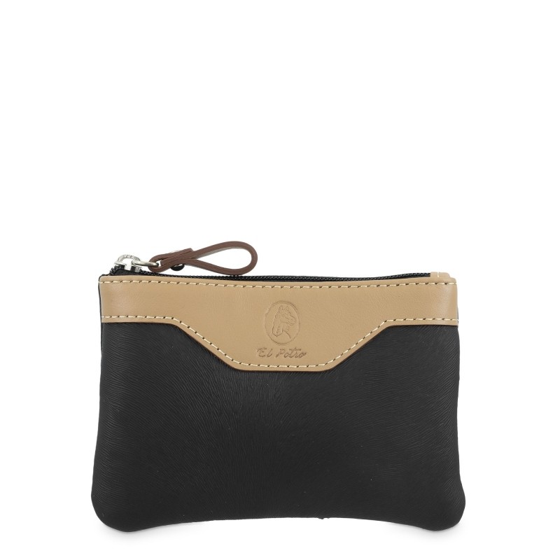 EL POTRO: MONEDERO DE 12 CM. DE LONA Y PIEL 4535-BASE