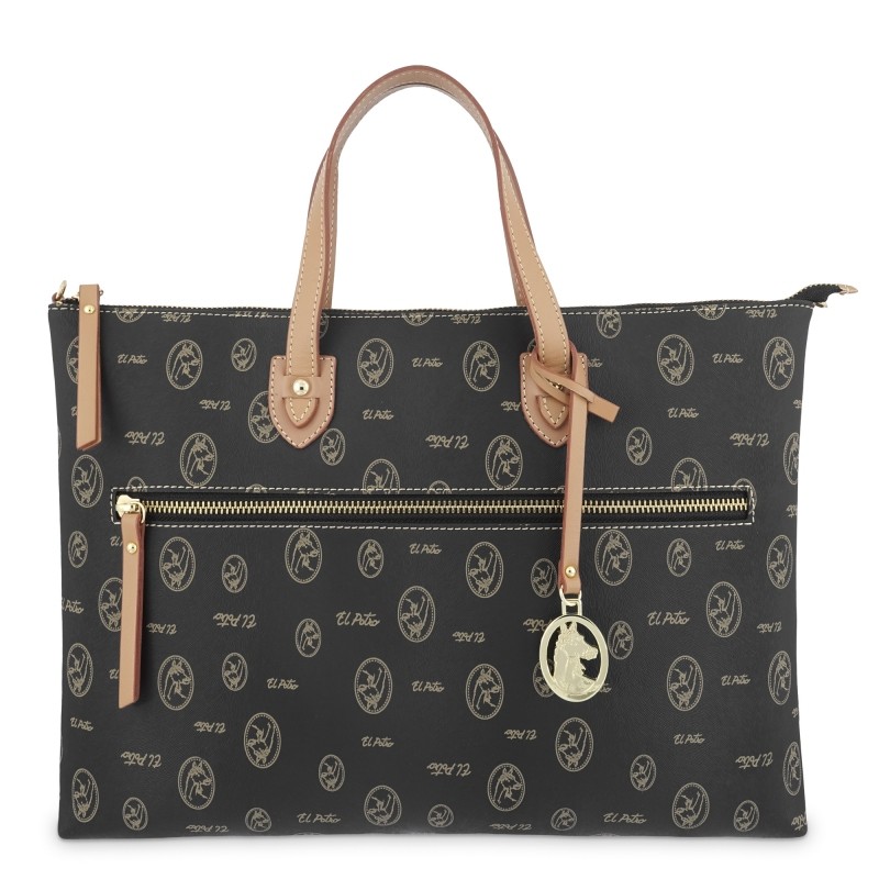 EL POTRO: BOLSO CARPETA MUJER EN LONA Y PIEL VACUNO 2257-VINTAGE