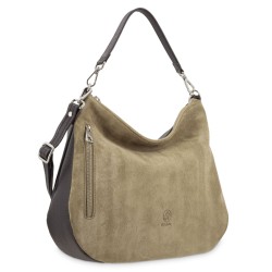 El Potro: Bolso hobo mujer piel VACUNO 3102-NATURAL-TOPO/NEGRO