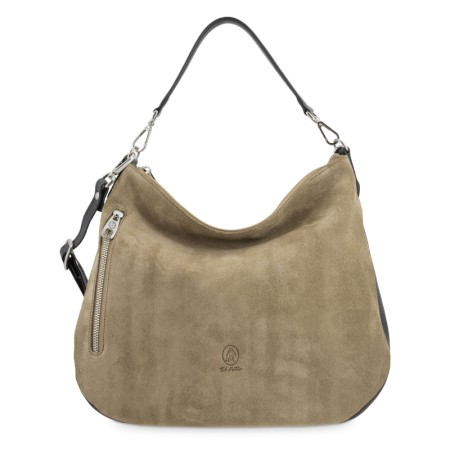 El Potro: Bolso hobo mujer piel VACUNO 3102-NATURAL-TOPO/NEGRO