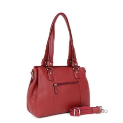HEXÁGONA: BOLSO DE PIEL DE 3 COMPARTIMENTOS 464789-ROJO