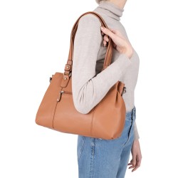 HEXÁGONA: BOLSO DE PIEL DE 3 COMPARTIMENTOS 464789-ROJO