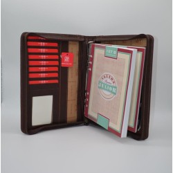 TITTO BLUNI: AGENDA DE TRABAJO GRANDE DE PIEL CERRADA CON CREMALLERA PAGINA DIA 27x19