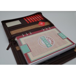 TITTO BLUNI: AGENDA DE TRABAJO GRANDE DE PIEL CERRADA CON CREMALLERA PAGINA DIA 27x19