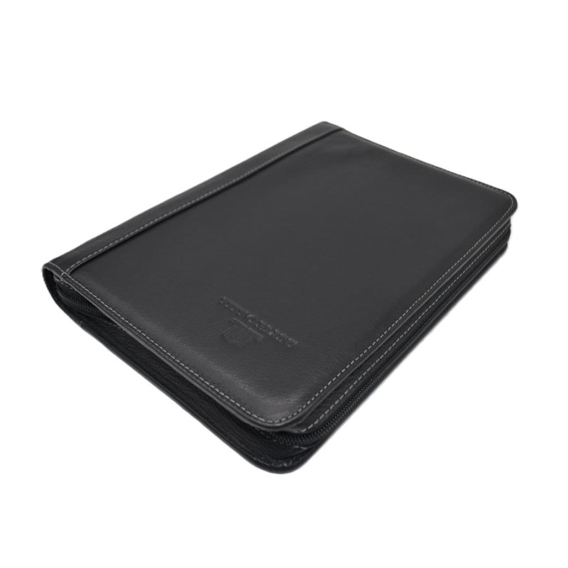 TITTO BLUNI: AGENDA DE TRABAJO GRANDE DE PIEL CERRADA CON CREMALLERA PAGINA DIA 27x19