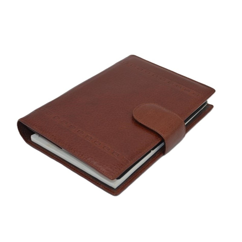 PIEL NATURE: AGENDA DE ANILLAS DE TRABAJO 21X15 DE PIEL 2 DIAS x PÁGINA