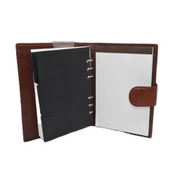 PIEL NATURE: AGENDA DE ANILLAS DE TRABAJO 21X15 DE PIEL 2 DIAS x PÁGINA