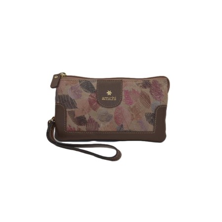 AMICHI: BOLSITO DE MANO PORTAMÓVIL PIEL 106005-TAUPE