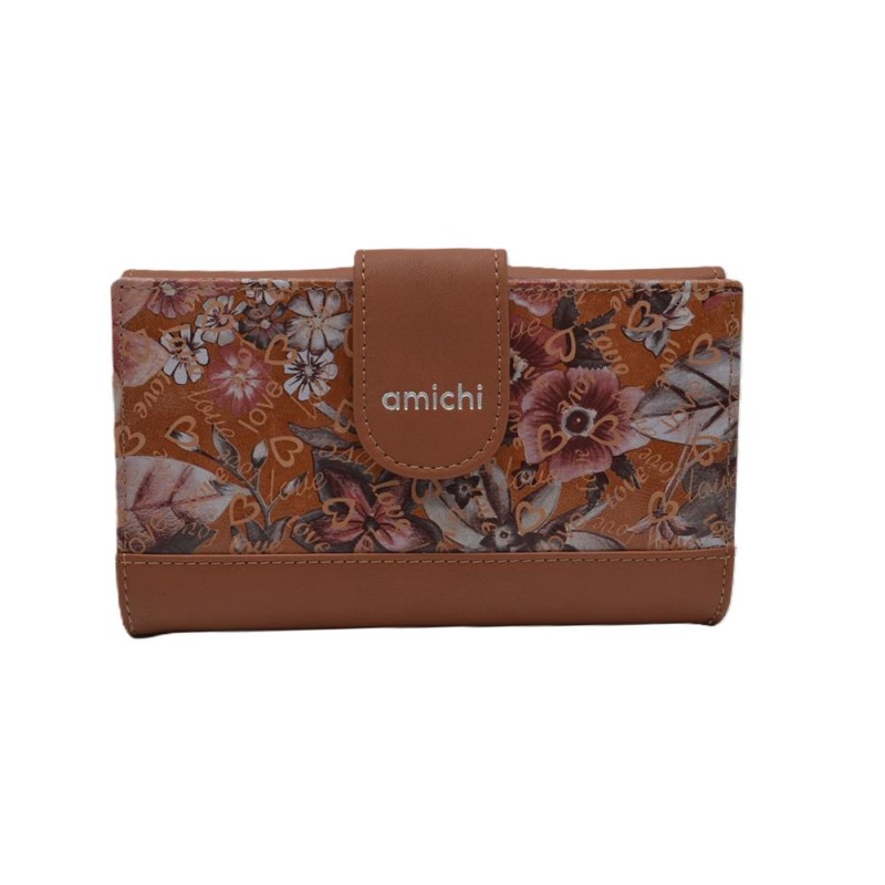 AMICHI: CARTERA MUJER PIEL HECHA EN UBRIQUE MEDIANA 16 CM. 260815
