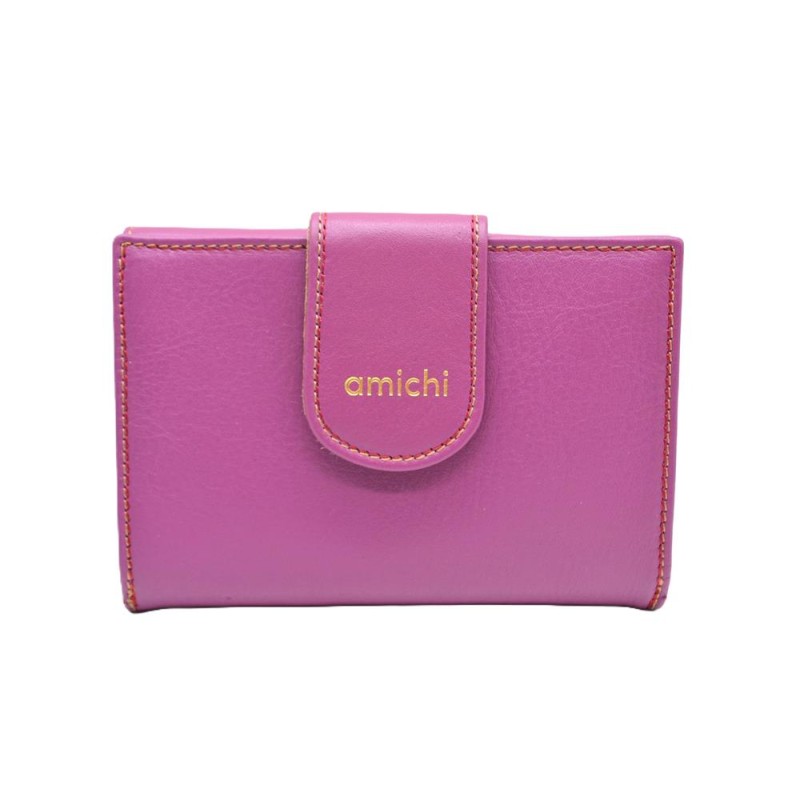 AMICHI: CARTERA MUJER PIEL HECHA EN UBRIQUE MEDIANA 14 CM. 1115-BASIC