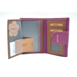 AMICHI: CARTERA MUJER PIEL HECHA EN UBRIQUE MEDIANA 14 CM. 1115-BASIC