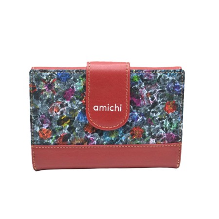 AMICHI: CARTERA MUJER PIEL HECHA EN UBRIQUE MEDIANA 14 CM. 111557-ROJA