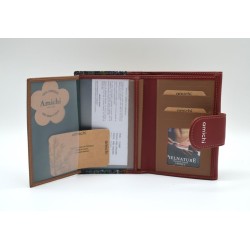 AMICHI: CARTERA MUJER PIEL HECHA EN UBRIQUE MEDIANA 14 CM. 111557-ROJA
