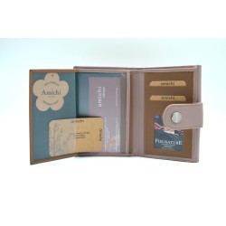 AMICHI: CARTERA MUJER PIEL HECHA EN UBRIQUE MEDIANA 14 CM. 111572-NUDE