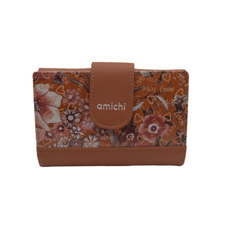 AMICHI: CARTERA MUJER PIEL HECHA EN UBRIQUE MEDIANA 14 CM. 111525
