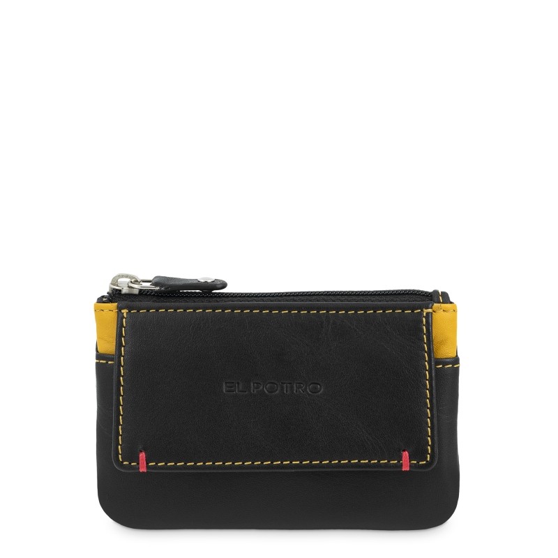 EL POTRO: MONEDERO DE CREMALLERA CON SOLAPA EN PIEL VACUNO 657-CLIP