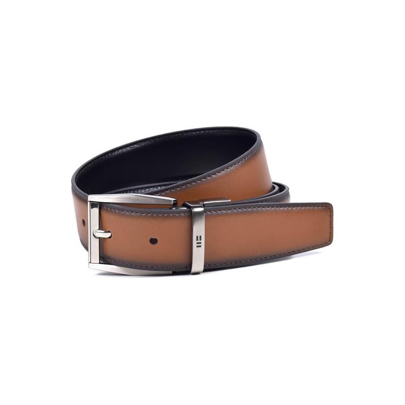 MIGUEL BELLIDO: CINTURÓN REVERSIBLE PIEL 419-32-NEGRO/CAMEL
