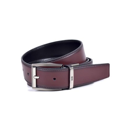 MIGUEL BELLIDO: CINTURÓN REVERSIBLE PIEL 419-32-NEGRO/BURDEOS