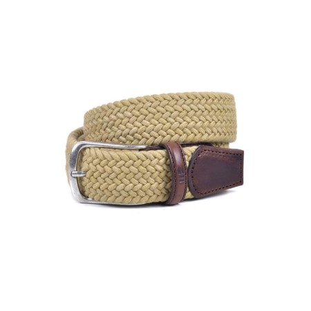 Miguel Bellido: Cinturón elástico trenzado de algodón 35 mm. 392-35-BEIGE